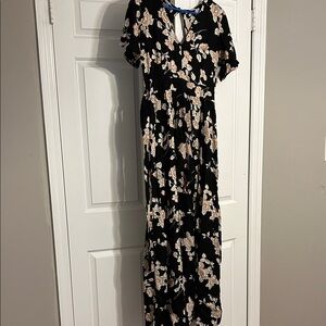 Angie Black Floral Maxi Dress